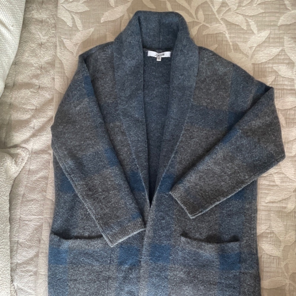 JOE'S Jeans Women's Gray Mid-Length Overcoat‎ Open Front Pockets Size M